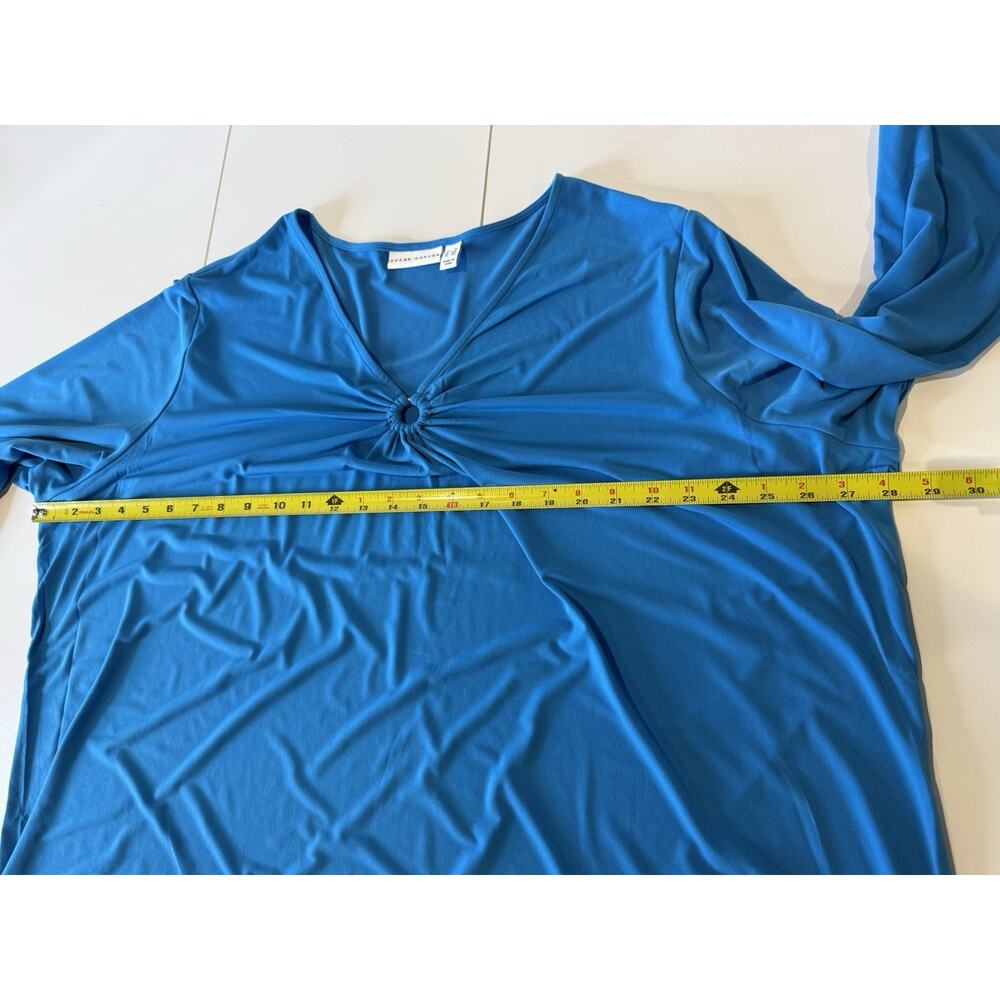 Susan Graver Liquid Knit Tunic Womens 3x Ruched Front Tunic Blue Stretchy Mature - Picture 6 of 9